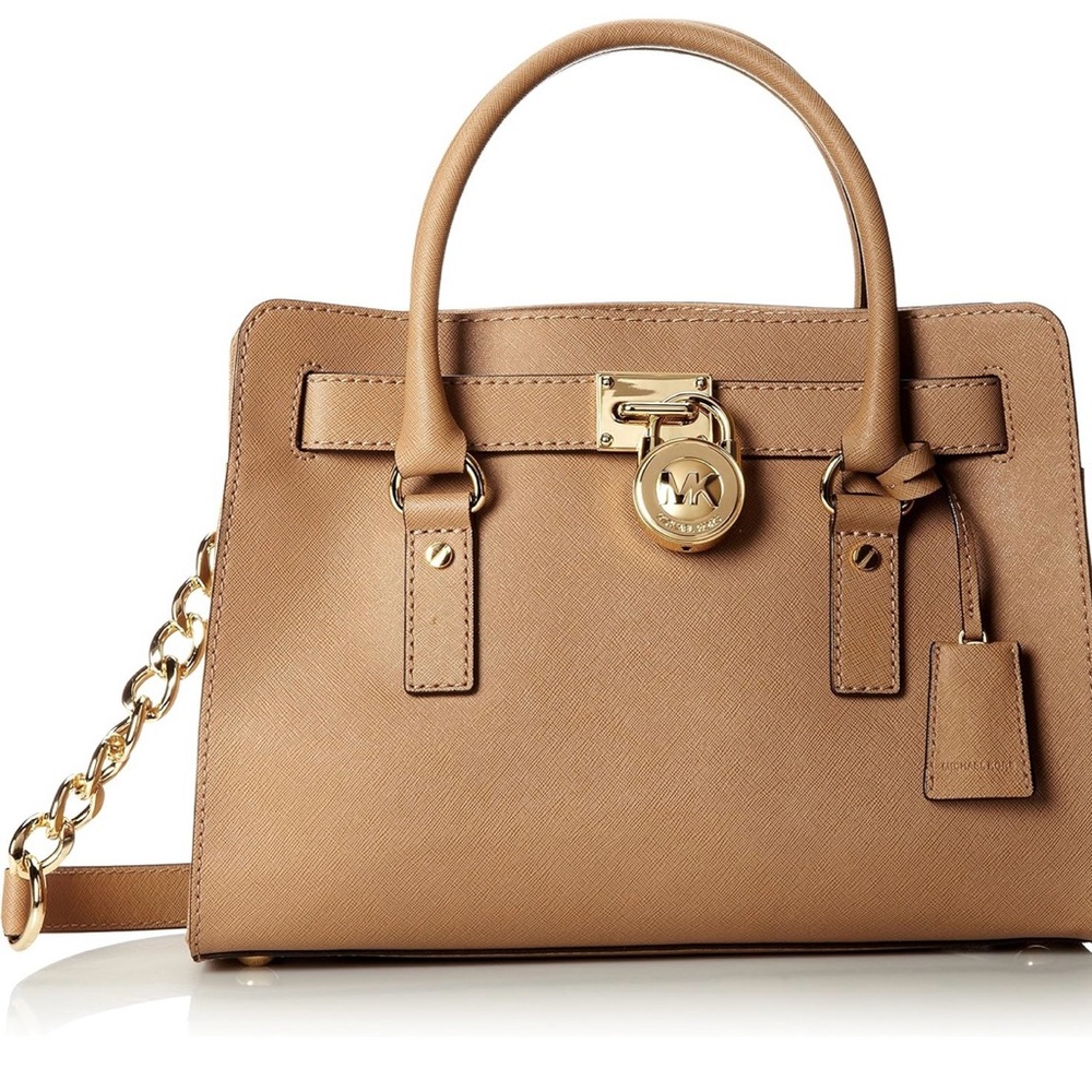 Michael Kors Hamilton affine leather brown satchel handbag